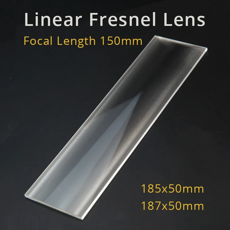 

Оптическая линейная линза Fresnel PMMA 185x50 мм фокусное расстояние 150 мм линза для проектора Fresnel концентратор солнечной энергии линзы 187x50мм
