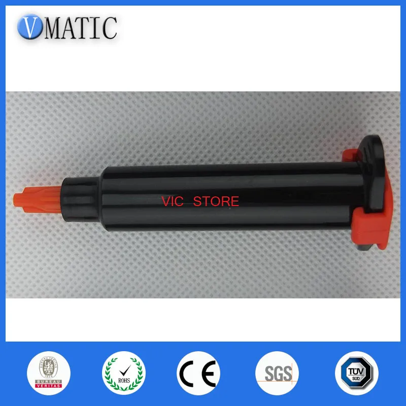 

Free Shipping 10 Sets 55cc/ 55ml Black Pneumatic Glue Dispensing Syringe Barrel With Piston Syringe Cap/Stopper & End Cover