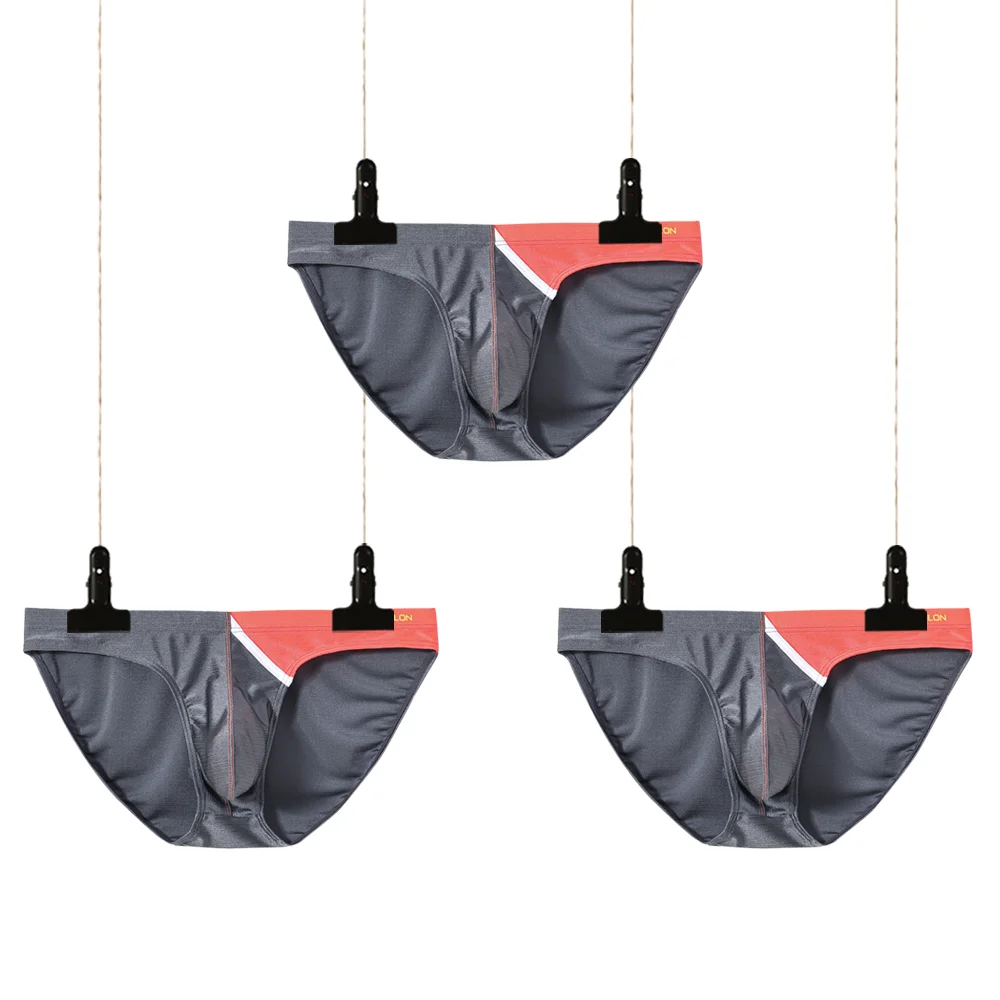 Low Rise Men Nylon Soft Comfortable Underwear Men's Sexy Bikini Briefs Splicing Multiple Combination