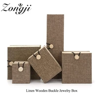 retro temperament wooden buckle linen jewelry box ring box pendant necklace jewelry box storage box gift box wholesale