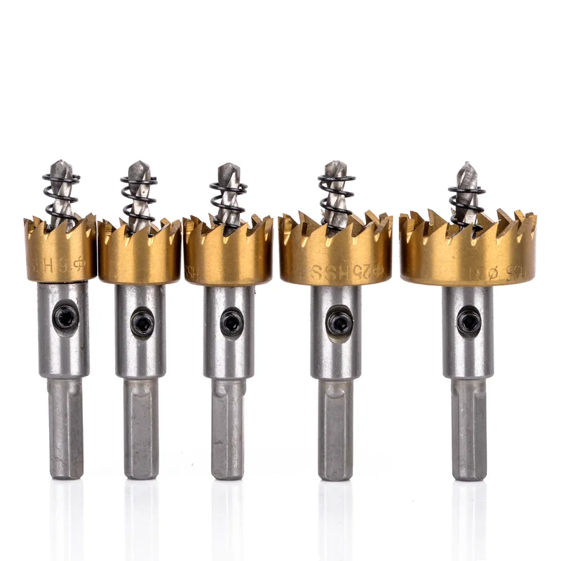 

5pcs Carbide Tip HSS Hole Saw Drill Bits Set Stainless Steel Metal Alloy Wood Cutter Tool 16/18.5/20/25/30mm for Installing Lock
