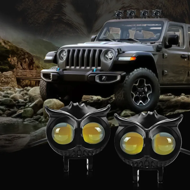 

Motorcycle Fog LED Light White Yellow Owl Auxiliary Spotlight Work Lights For EBike Car ATV Buggy Car Automobiles Accessories