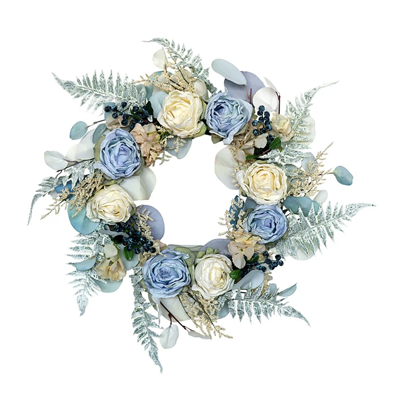 

Artificial Rose Flower Wreath For Front Door Wall Window Wedding Party Office Garden Farmhouse Home Decoration