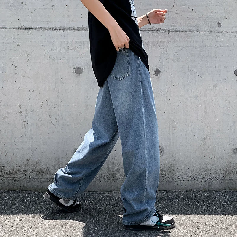Blue Black Baggy Jeans Men Fashion Oversized Wide Leg Jeans Men Japanese Streetwear Hip Hop Loose Denim Pants Mens Trousers