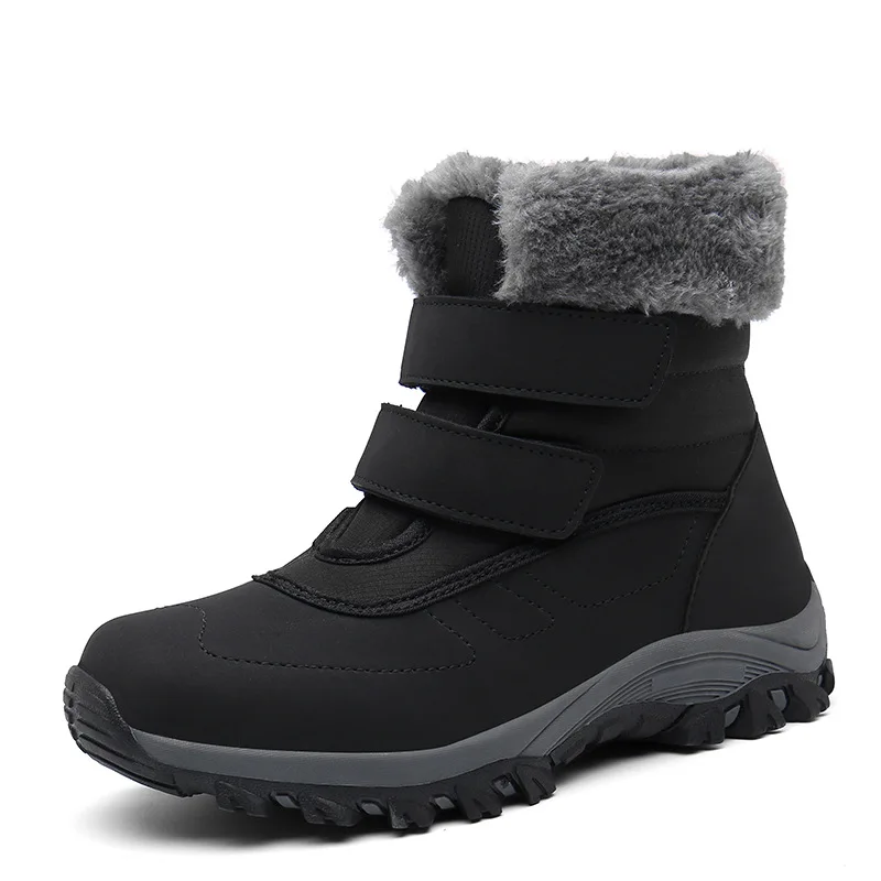 Women Snow Boots  Short Tube Cotton Shoes PU Solid Color Round Shape  Plush Keep Warm Anti Slip and Waterproof