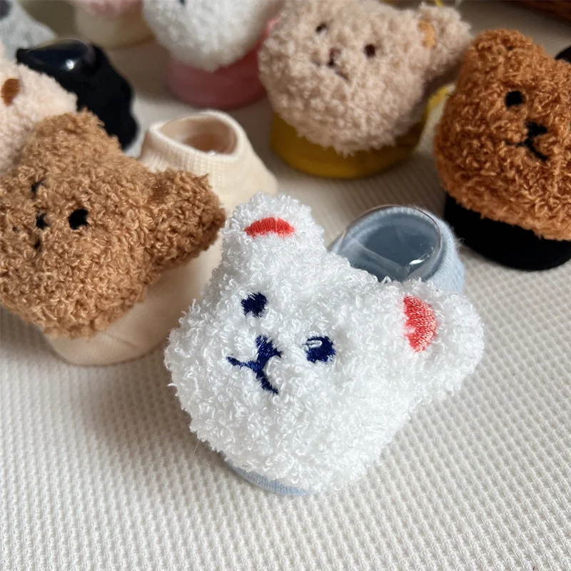 

Spring Summer Thin Muslin Anti-slip Floor Stockings 2023 Infant Baby Cute Cartoon 3D Bear Short Ankle Socks for Toddler Boy Girl