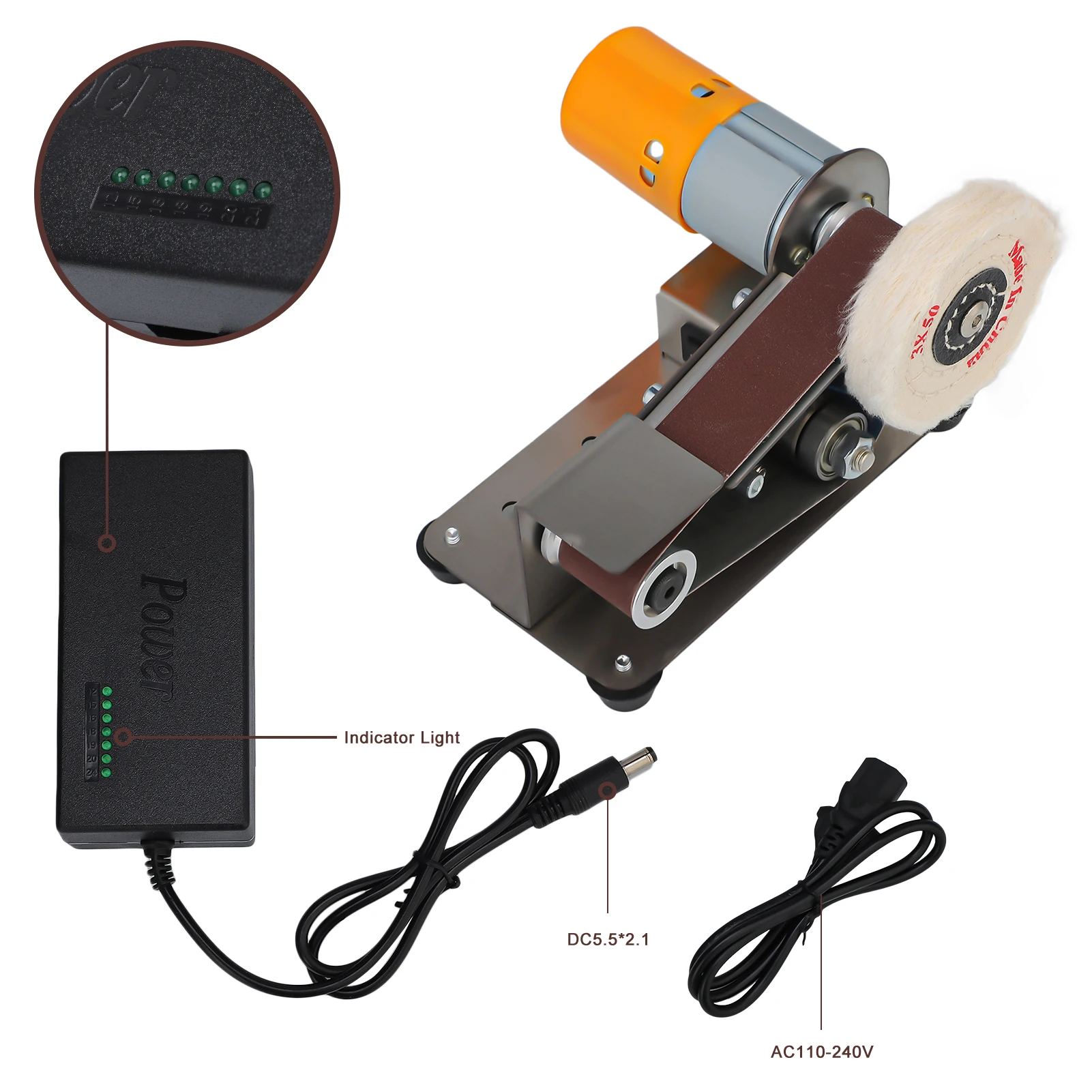 

Mini Electric Belt Sander DIY Polishing Grinding Machine Cutter Edges Sharpener Multifunctional Grinder 10PCS Abrasive Belt