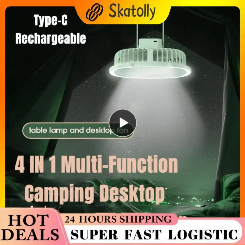 

Black Camping Fans Button Control Multi-function Desktop Fan Built-in Battery 3rd Gear Wind Speed Usb Charging Fan Wireless Abs