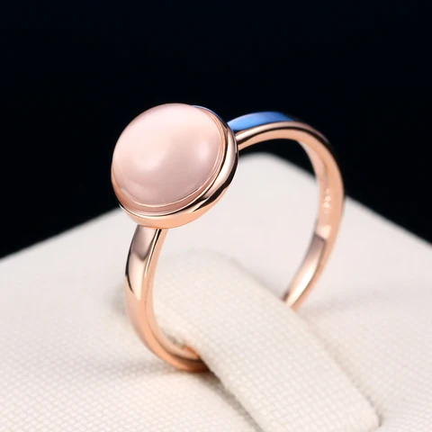 Женское кольцо ZHOUYANG с полудрагоценными камнями кошачий глаз, цвет розовое золото, ювелирное украшение, подарок ZYR153