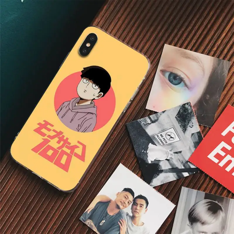 Mob Psycho 100 Phone Case For iPhone 13 14 Pro Max XS XR 12 11 Pro 13 Mini 6 7 8 Plus Clear Back Cover Capa