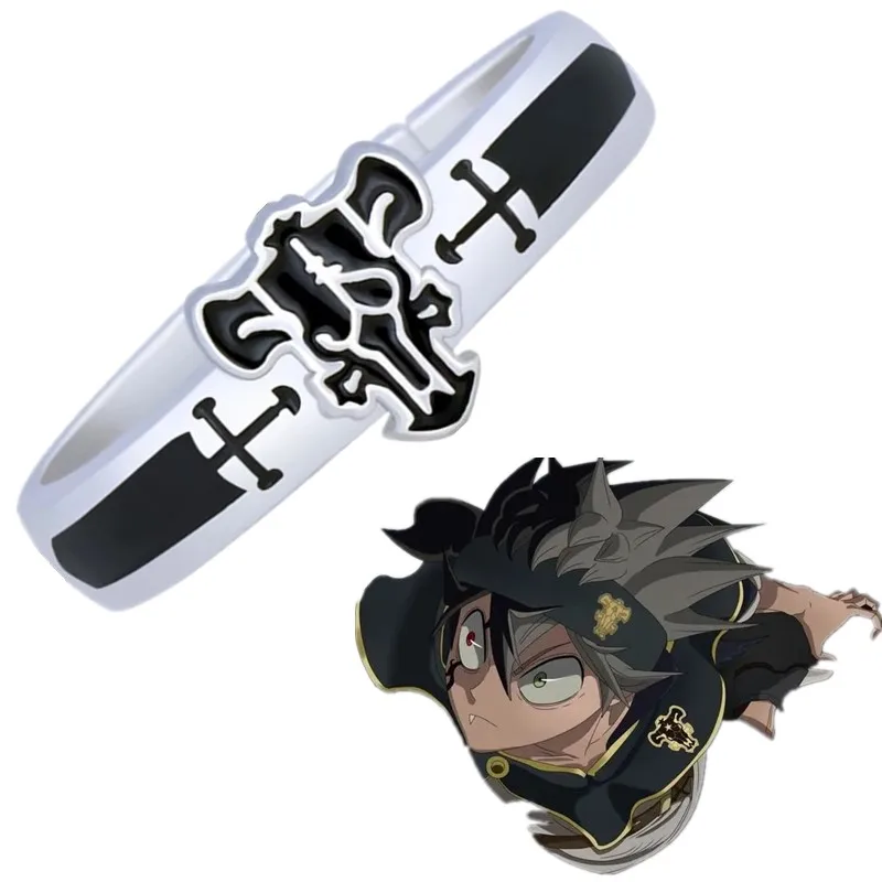 

Anime Black Clover Quartet Knights Cosplay Ring Demon Asta Adjustable Alloy Rings Unisex Jewelry Prop Accessories Gift