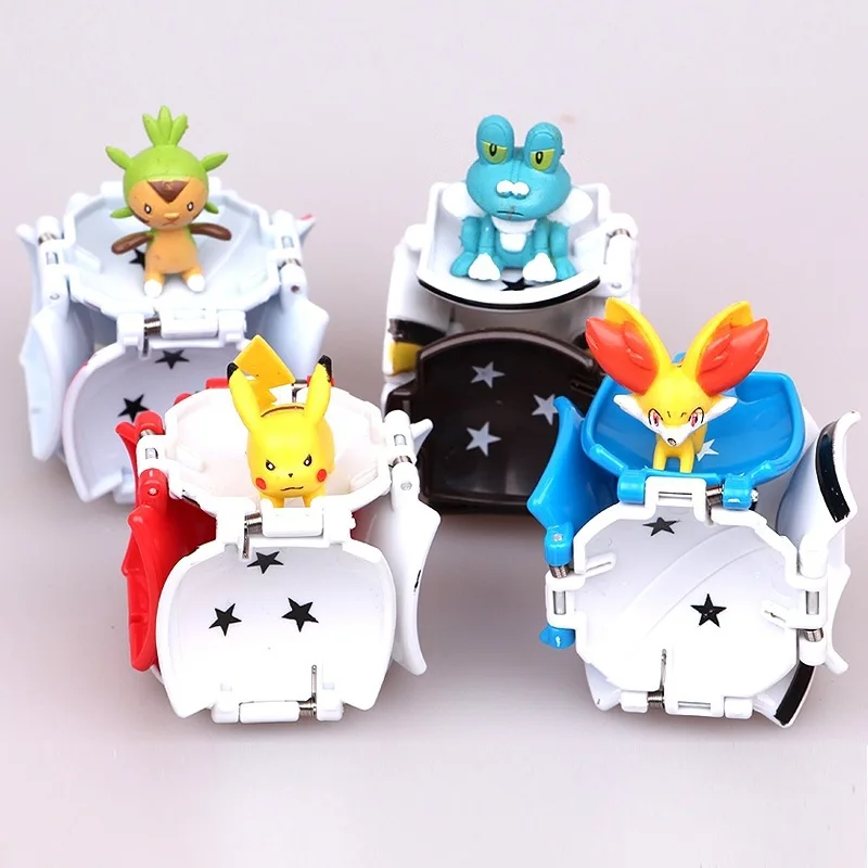 

4Pcs/Set TOMY Pokemon Elf Ball Pikachu Pokeball Pocket Monster Variant Toy Action Figure Model Toys Kids Game Cosplay Toy Gift