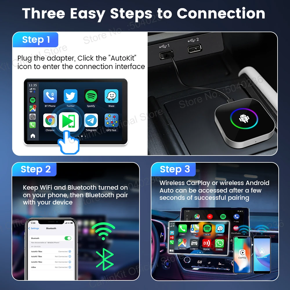 CarlinKit Новый CarPlay Ai Box Android 13 Беспроводная Android Auto Smart TV Box Qualcomm 8-ядерный автомобильный навигационный блок воспроизведение онлайн-видео (art.: 3920cc014a22c) - 3920cc014a22c