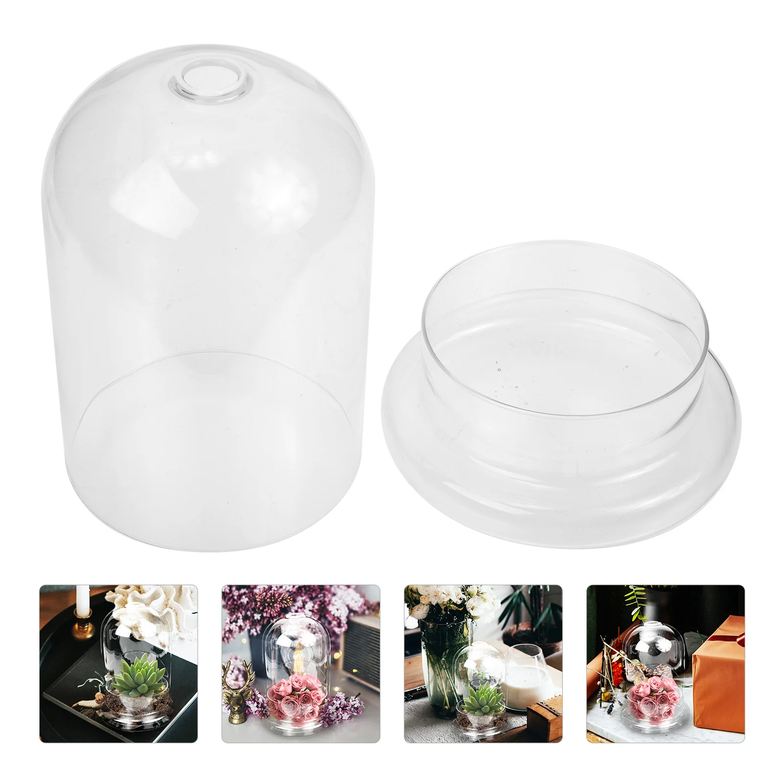 

Dome Cover Bell Cloche Display Flower Jar Cake Clear Cupcake Stand Eternal Decorative Container Dessert Fairy Centerpiece Light