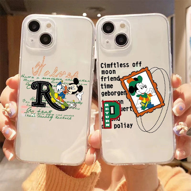 

Disney Original Mickey Mouse For Apple iPhone 13 12 11 Pro Max Mini X XR XS Max SE 6 6S 7 8 Plus Clear Phone Case Carcasa Cover
