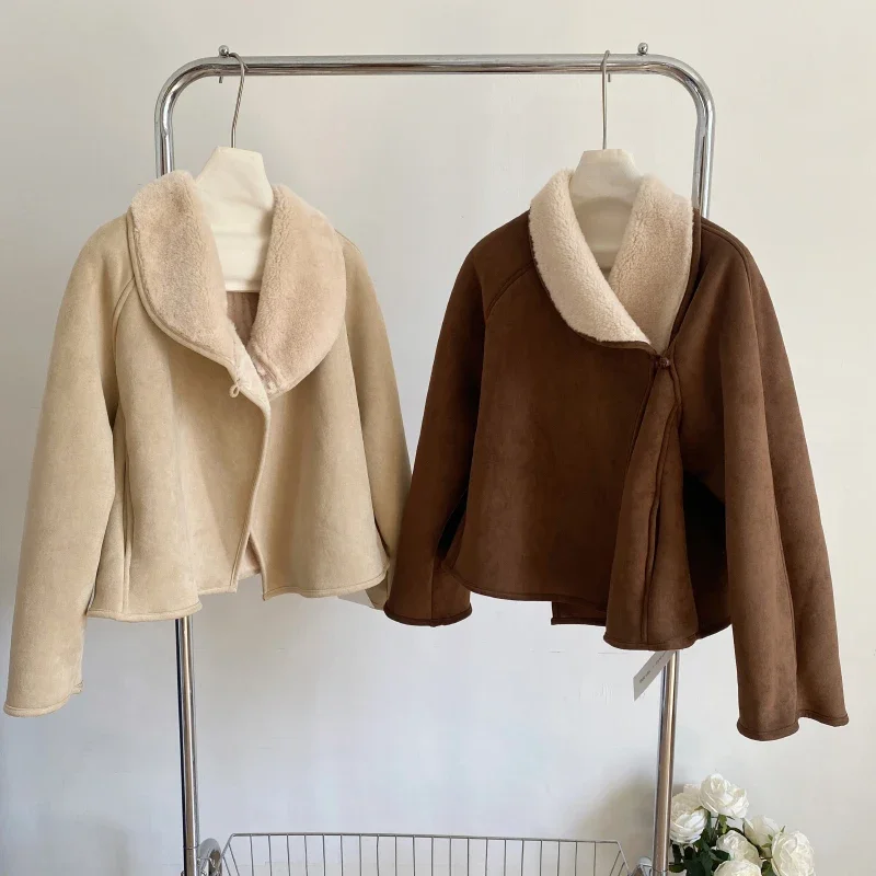 Bomon Y2K модная корейская версия 2024 осень/зима новая винтажная замшевая куртка из