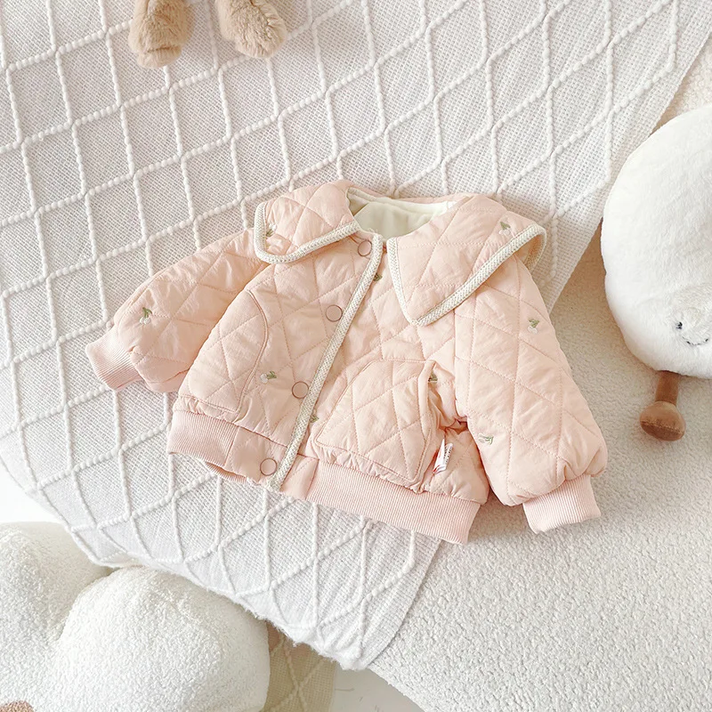 Зимнее длинное пальто для девочек с большим меховым воротником бархатное