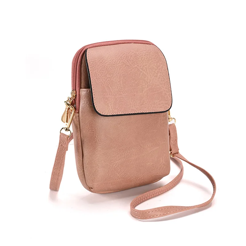 2023 New Soft PU Leather Shoulder Bag Solid Color Simple Minimalist Black Crossbody Long Strap Zipper Hasp Closure Wholesale