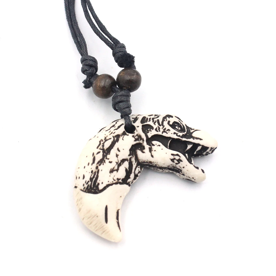 12 шт./лот имитация кости яка Резные крокодиловые зубы ожерелья животные подвески