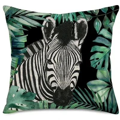 Летняя наволочка с тропическими животными зеленый пальмовый лист лев слон