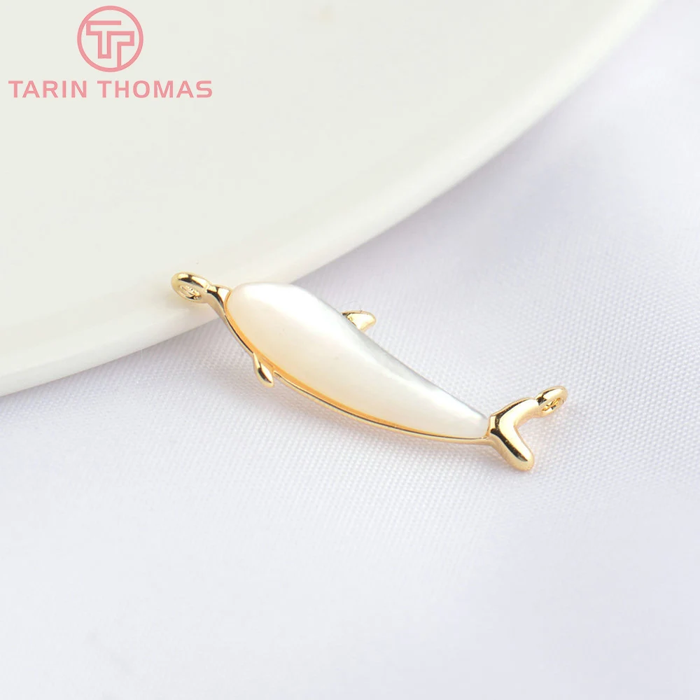

(4810) 6x20MM 24K Gold Color Brass with Natural Shell Fish Shape Pendants High Quality DIY Jewelry Making Findings