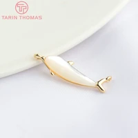 4810 6x20mm 24k gold color brass with natural shell fish shape pendants high quality diy jewelry making findings