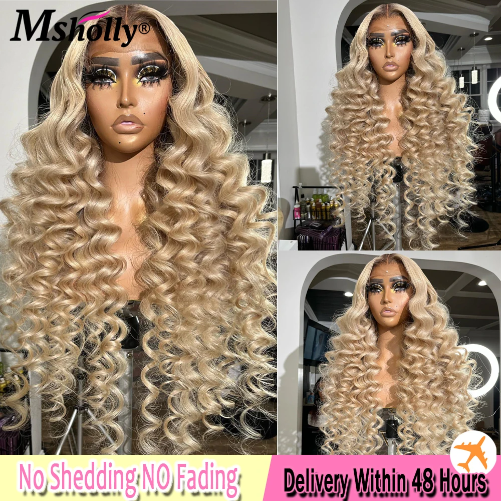

Loose Deep Body Wave Ash Blonde Ombre 13x4 Lace Front Wig 13x6 HD Transparent Closure 613 Lace Frontal Human Hair Wigs For Women