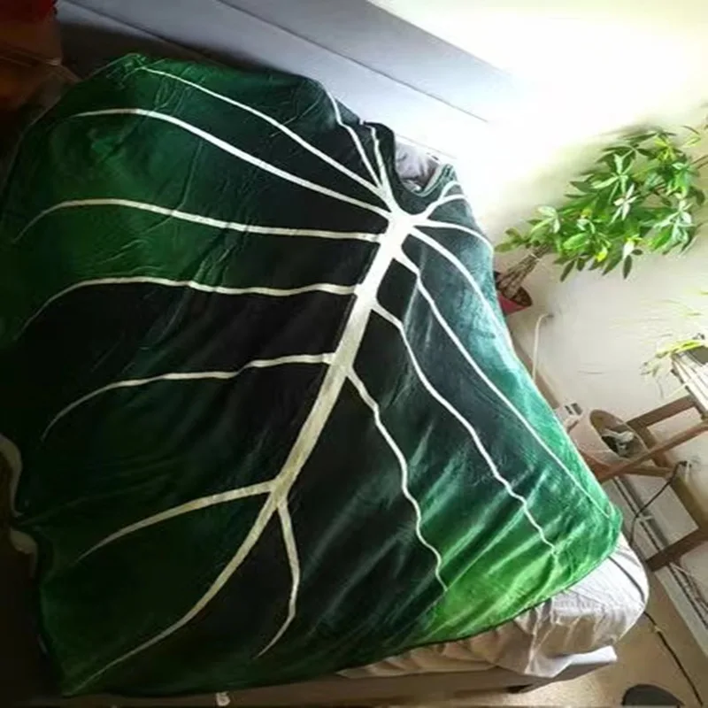 

Green Leaves Super Soft Flannel Large Blanket Philodendron Gloriosum Leaf Shape Blanket Giant Blanket Fleece Cozy Leaf Blanket