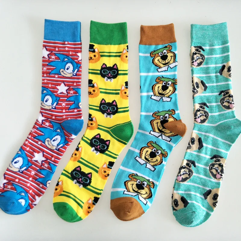 Fashion Soft Novelty Cotton Women Socks Colorful cartoon animal Happy Funny Socks For Girl Gift Unisex Socks men socks 5/Lot