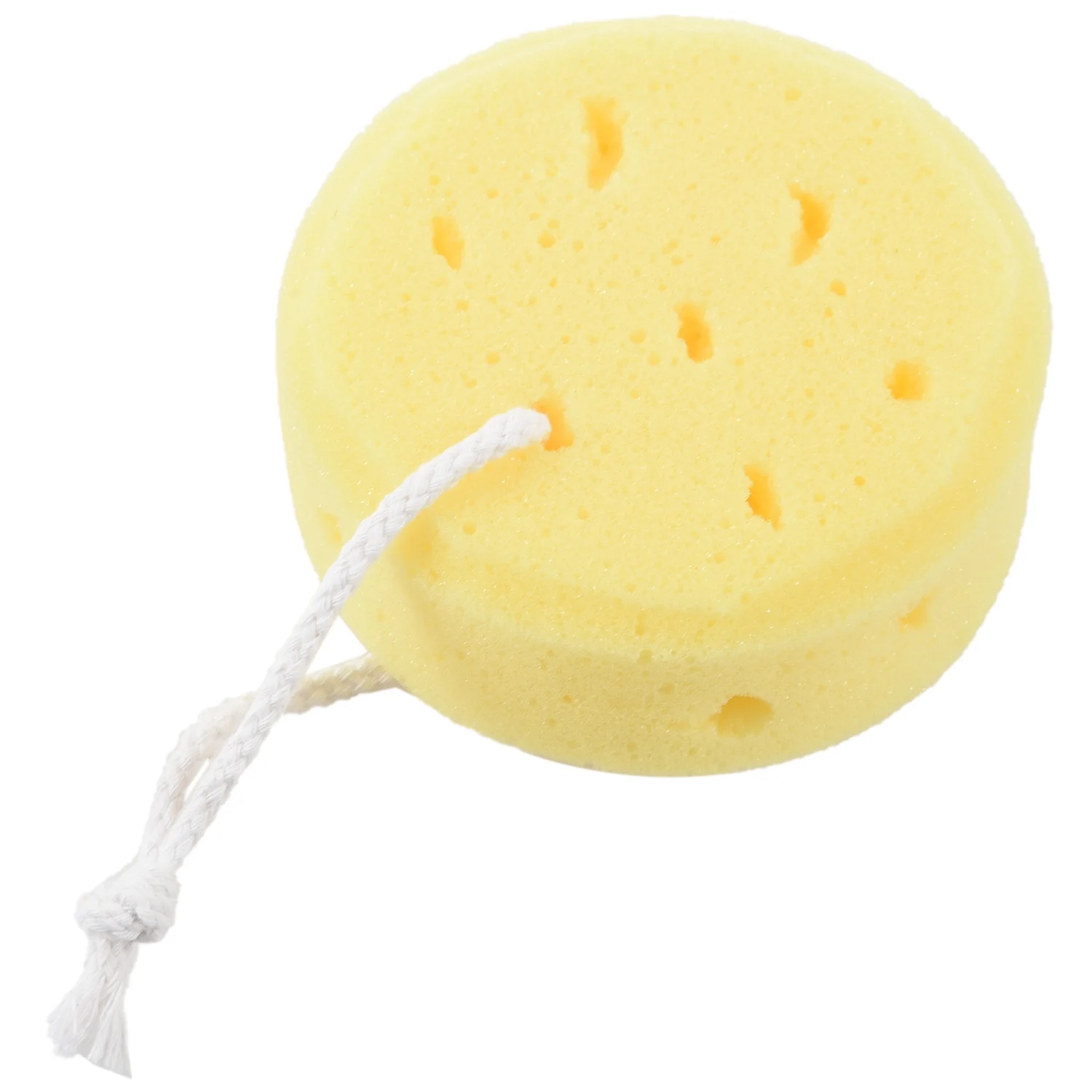 

Yellow Round Bath Body Shower Soft Sponge w Hanging Loop