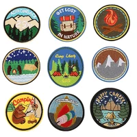 20pcslot round embroidery patch camp outdoor jacket jean backpack clothing decoration strange thing iron heat transfer applique
