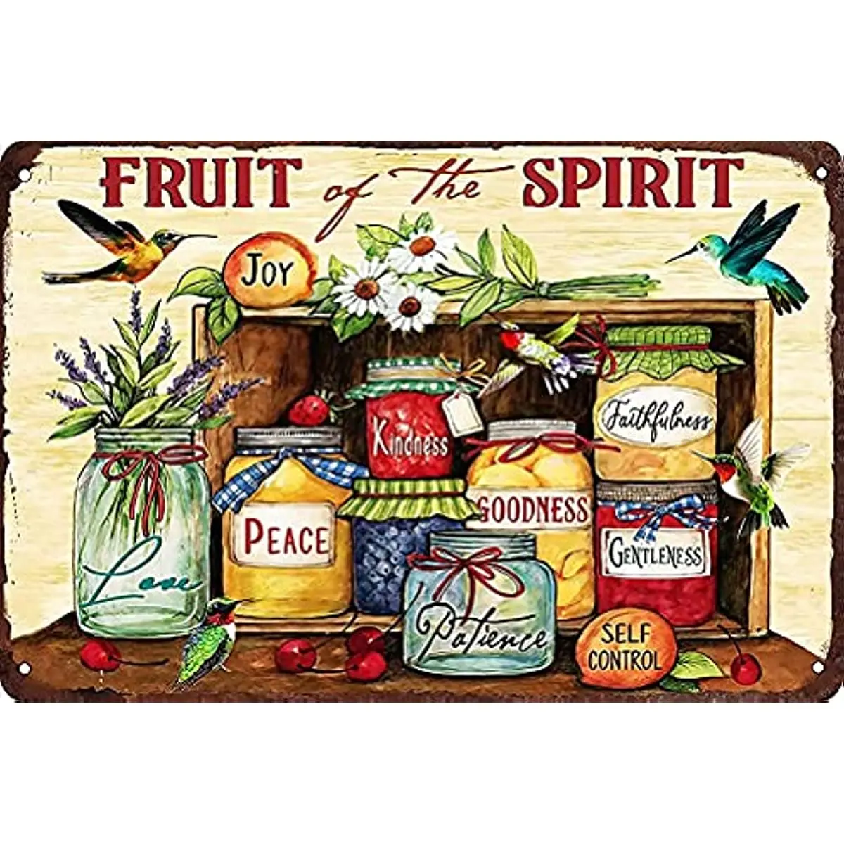 

Tin Sign Fruit of The Spirit Peace Kindness Retro Metal Signs for Garage Family Bar Cafe Room Art Wall Decor Poster 8x12 Inch