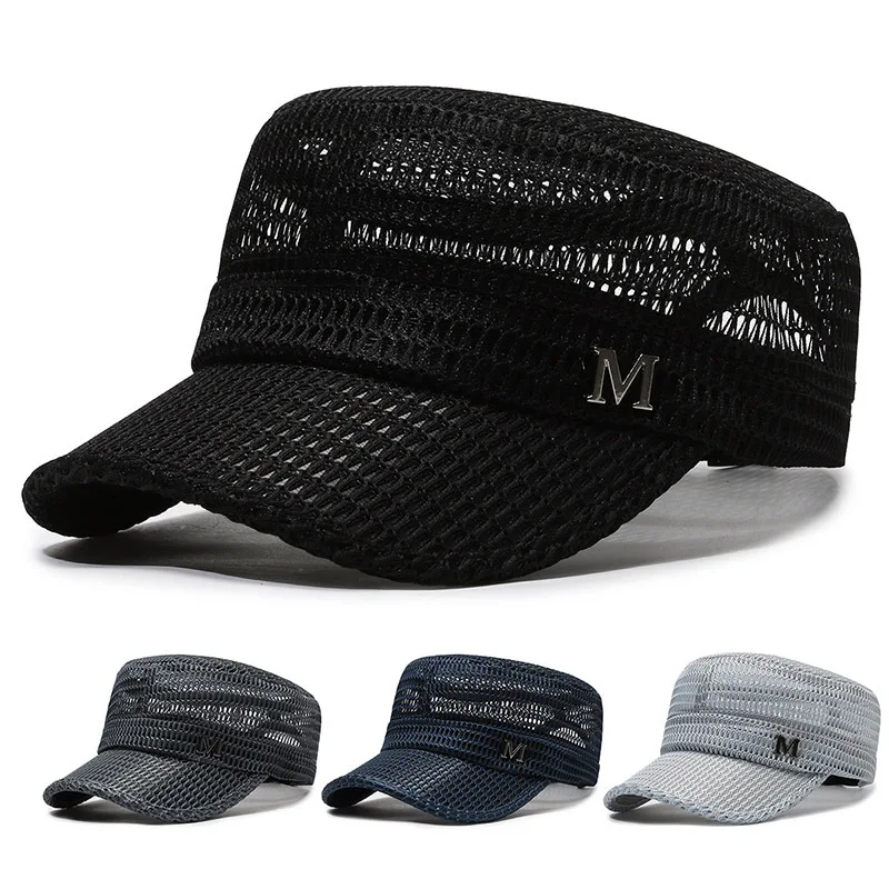 

Summer Baseball Cap Breathable Military Hats with Mesh Flat Caps for Men Women Outdoor Snapback Bone Unisex Trucker Cap Gorra