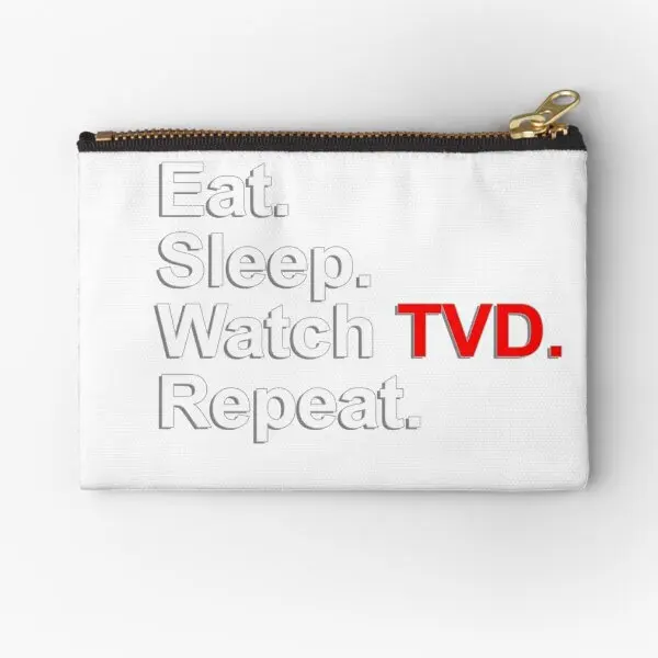 

Eat Sleep Watch Tvd Repeat Full Zipper Pouches Small Men Pocket Cosmetic Panties Packaging Money Bag Wallet Storage Socks Coin