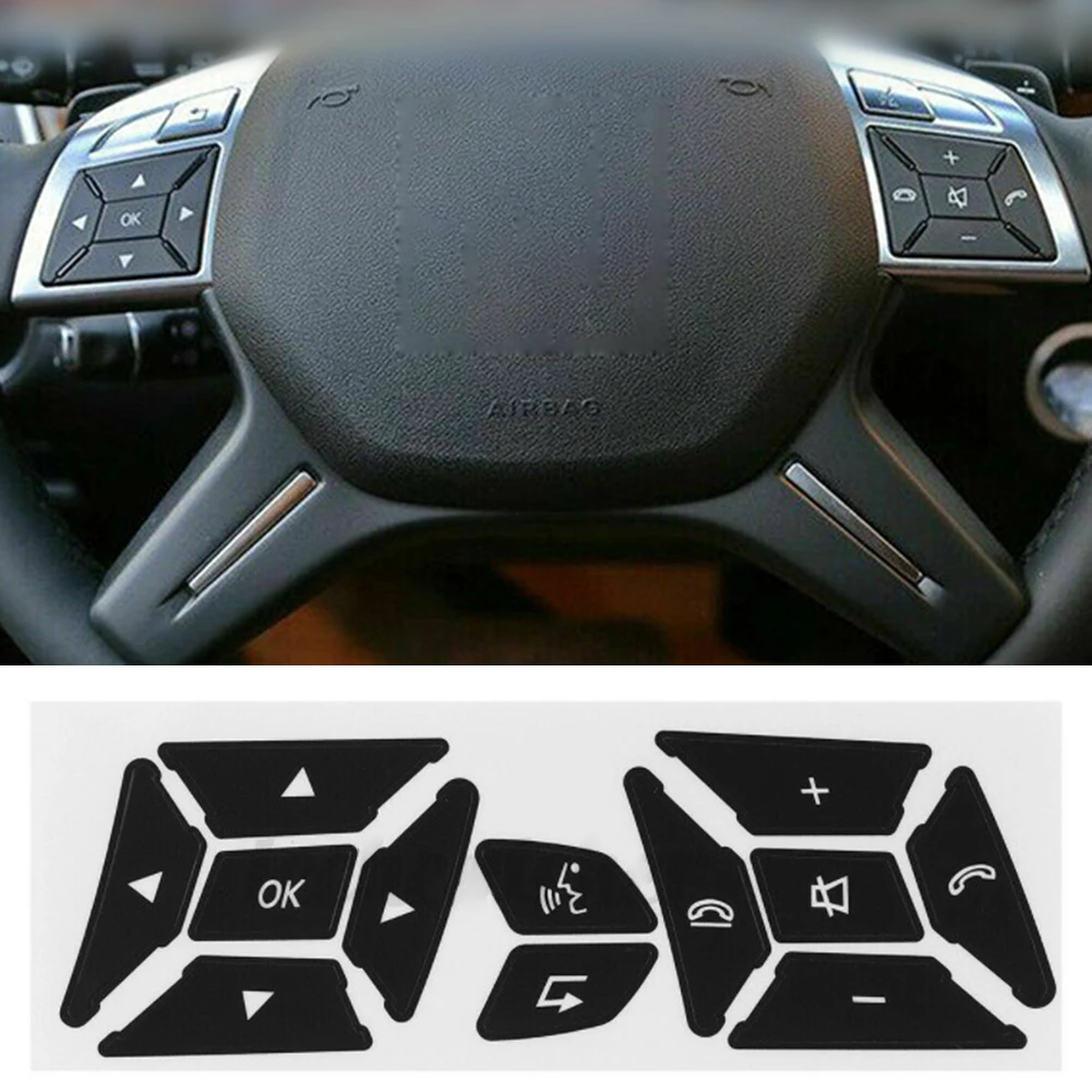 

1set New Steering Wheel Button Repair Decal Stickers Decals For Mercedes For Benz Decals Stickers Black