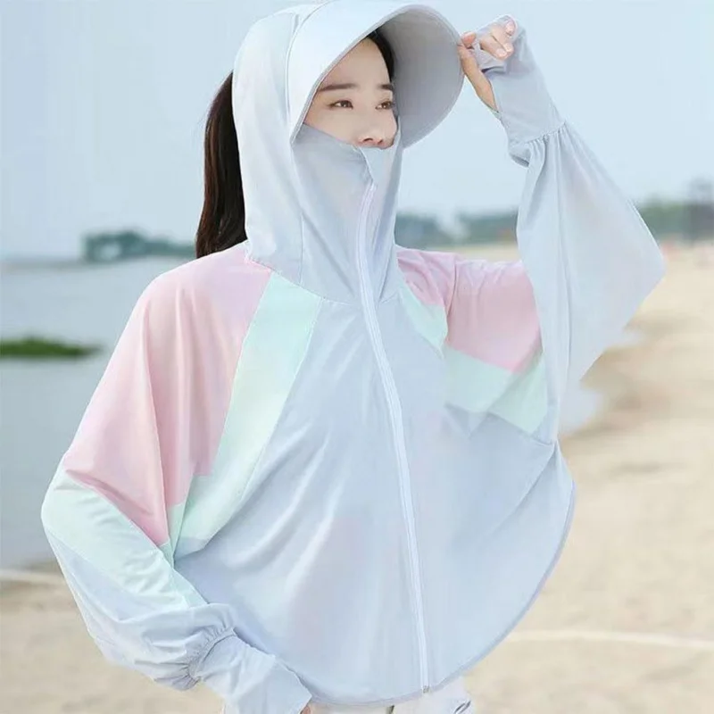 

2023 Women Sunscreen Hat Ice Silk Clothing Summer Big Coat Protection Bean Shirt Clothes Brief Uv With Sun Size Outdoo M4r4