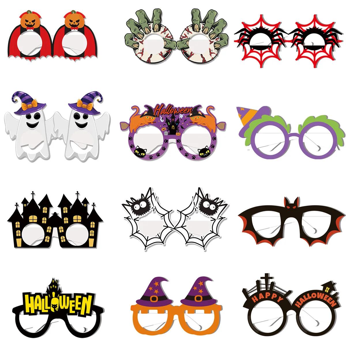 

Halloween Party Paper Glasses European and American Pumpkin Spider Ghost Festival Halloween Theme Funny 12pcs Dressing Up Props