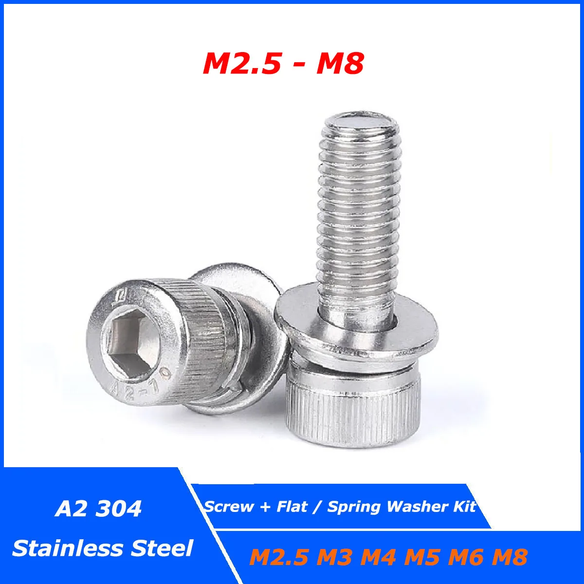

2-20 шт., Шестигранная головка из нержавеющей стали M2.5 M3 M4 M5 M6 M8 304