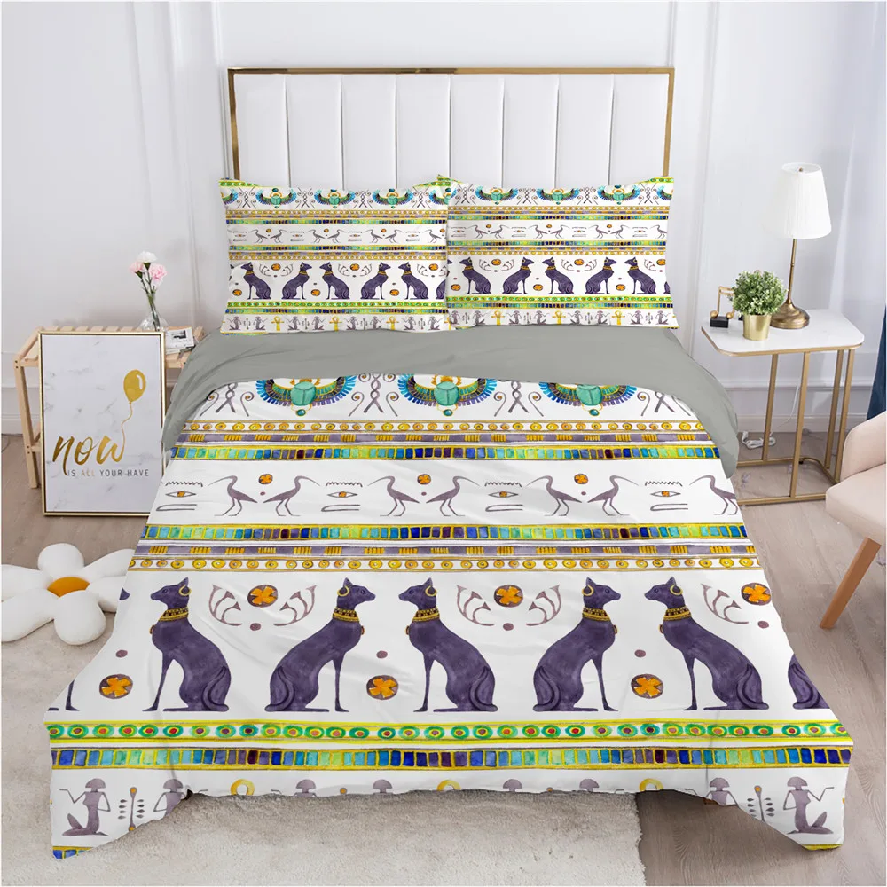 

Egyptian Bedding Set Watercolor Duvet Cover with Pillowcase Animal Comforter Cover Home Bedclothes Queen King Quilt Cover Set