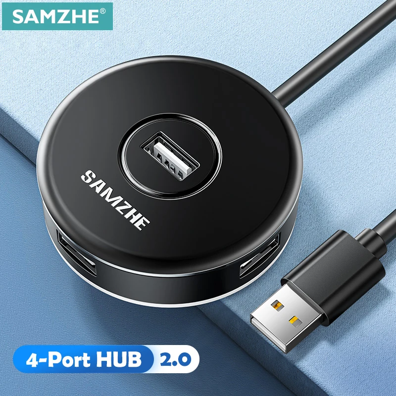 

SAMZHEUSB Hub 4-Port USB 2.0 High-Speed USB Splitter For Hard Drives USB Flash Drive Mouse Keyboard Extend Adapter USB 2.0 Hub