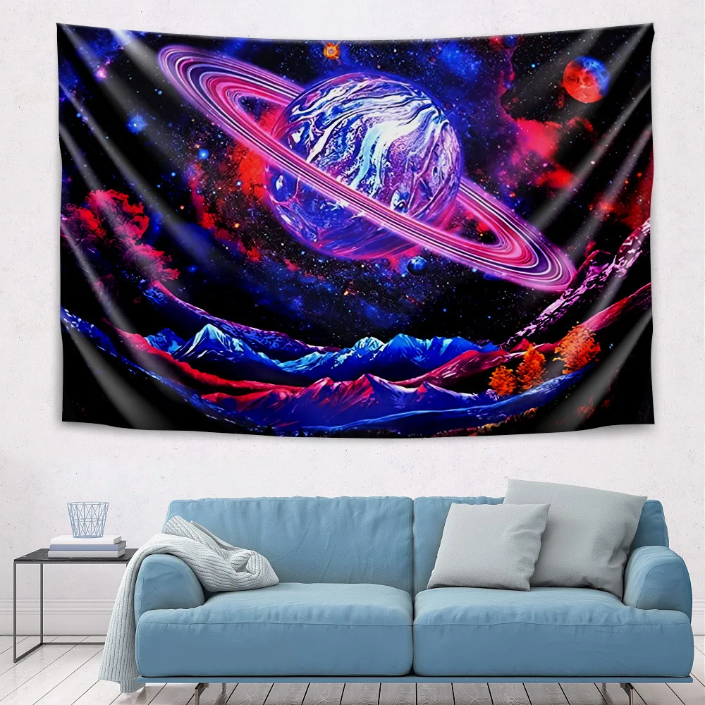 

Galaxy Planet Sea Wave Psychedelic Tapestry Wall Hanging Tapestries Hippie Flower Wall Carpets Dorm Decor Starry Sky Carpet
