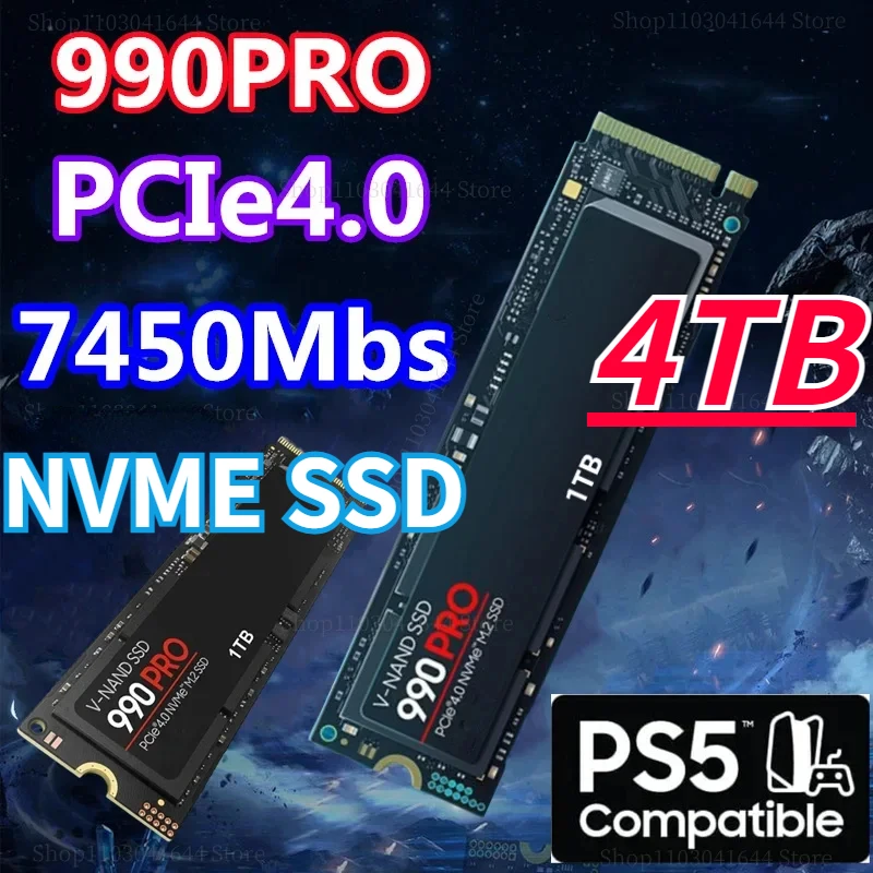 

2023 New Original Brand 990PRO SSD M.2 2280 PCIe Gen 4.0x4 NVMe 2.0 Internal Solid State Disk 4TB 2TB 1TB for Desktop/Laptop/PS5