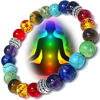 7 chakra reiki prayer healing balancing bracelet 8mm tiger eye gemstone natural yoga beads bracelets meditation jewelry gift
