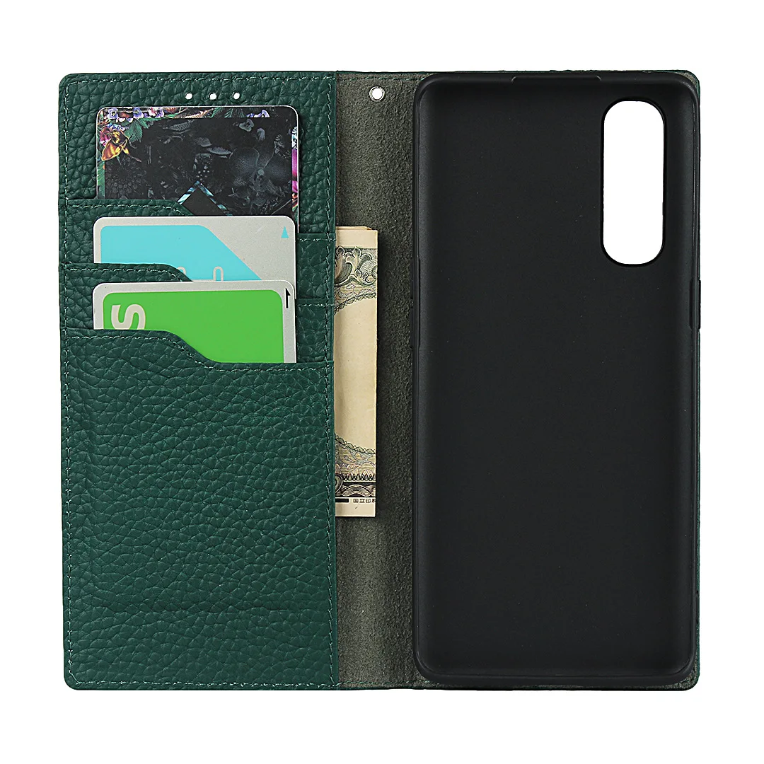 

Litchi Genuine Leather Case for Oppo Reno3a 3 Pro A73 F17 Tective Sleeve With Bracket Cover