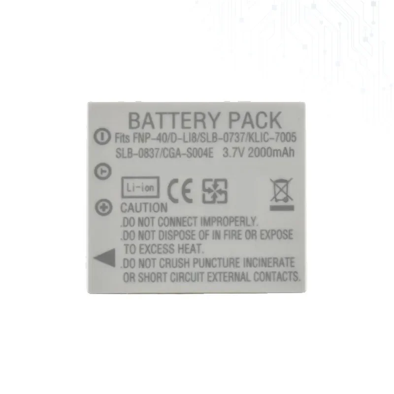 Сменный аккумулятор FNP-40 на 2000 мАч для BENQ DLI-102 FUJIFILM KODAK KLIC-7005 PENTAX D-LI8 D-Li85 SLB-0737