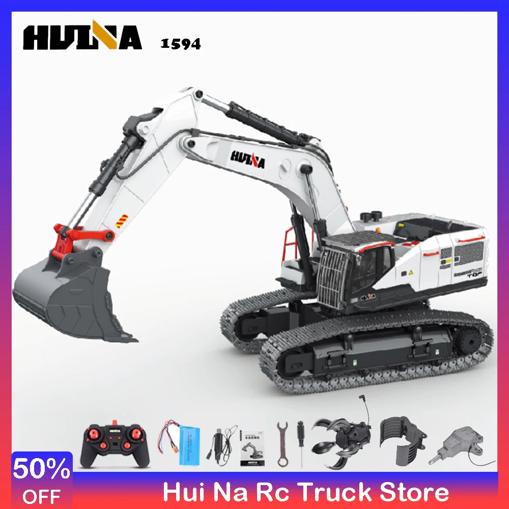 

HUINA 1/14 1594 RC Excavator Truck Collection Cars Electric Heavy Duty Toy Remote Controlled Excavator Car Toys For Boy Adults