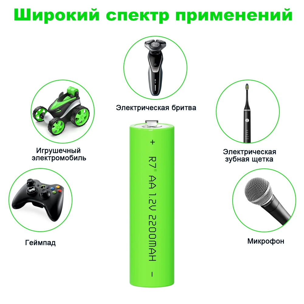 Перезаряжаемая батарейка AA 1 2 в никель-металлогидридные батарейки 2200 мАч со