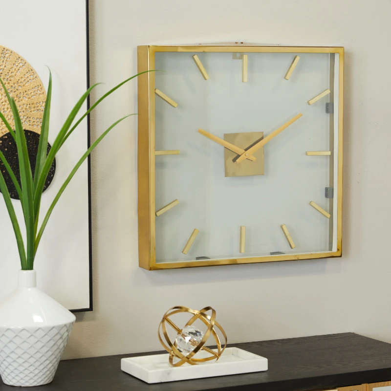 

Free Shipping 20" Gold Stainless Steel Wall Clock with Clear Face