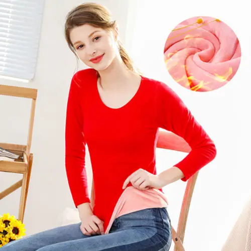Women's thermal underwear thickened and velvet one-piece tops tight-fitting bottoming pajamas  long pants underwear women