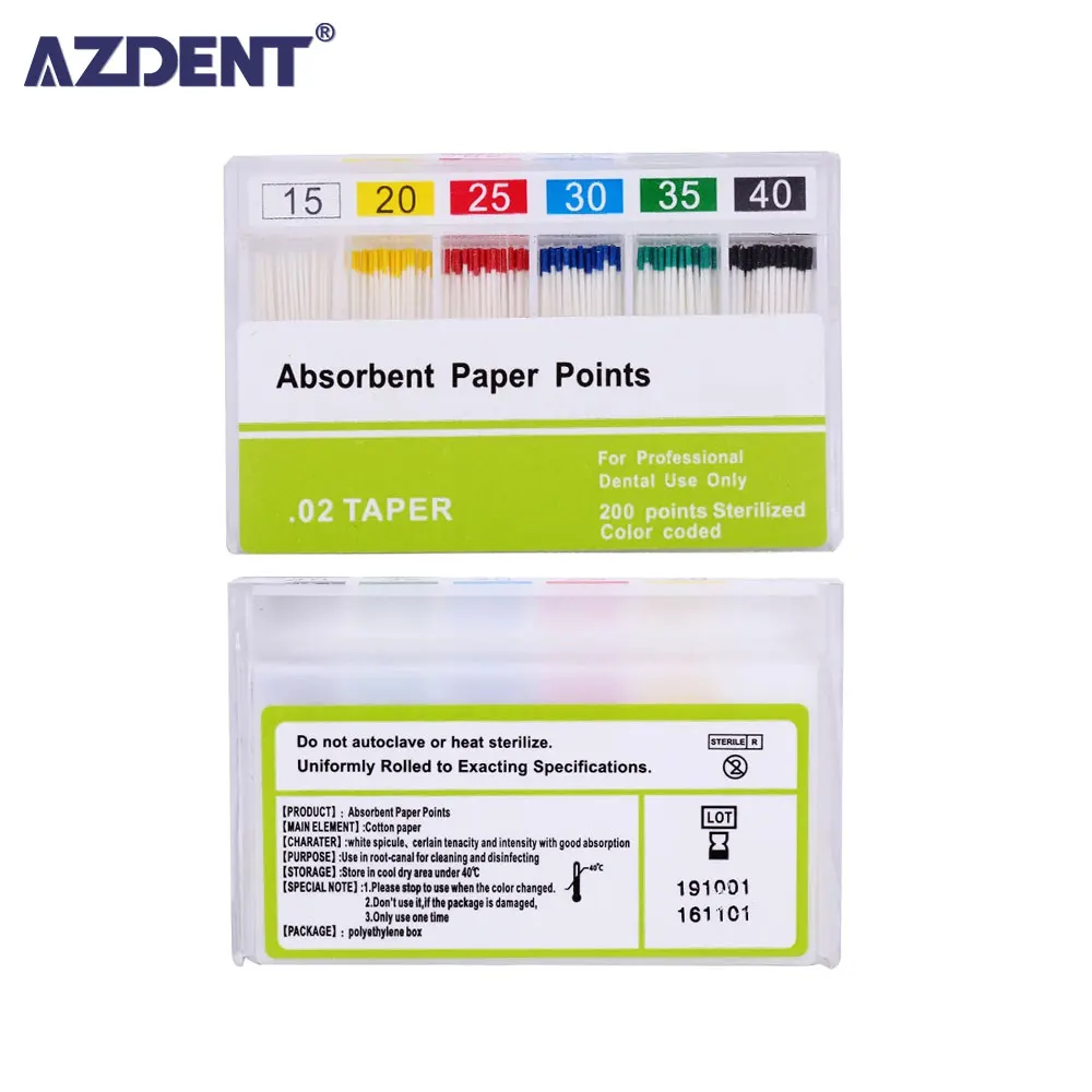 200 шт./коробка впитывающие бумажные наконечники для корневого канала